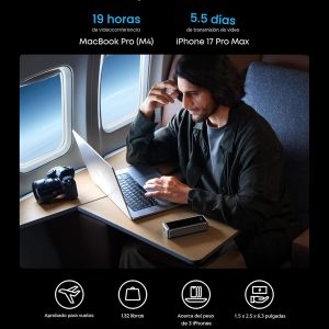 Anker Prime Power Bank, banco de energía portátil de 3 puertos de 26,250 mAh con salida máxima de 300 W, carga bidireccional, aprobado por la TSA, control por aplicación, para MacBook, iPhone 17/16