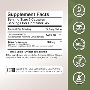 Gade Nutrition NAD Supplement with Resveratrol | Nicotinamide Plus in Capsules Made in USA | Antioxidant Healthy Aging Supplement (Pack of 2)