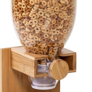 Honey-Can-Do Bamboo Cereal Dispenser with Airtight Lid – Countertop Dry Food Dispenser for Kitchen Organization – Eco-Friendly Cereal Container for Pantry