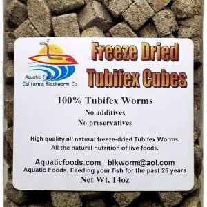 Aquatic Foods Inc. Cubitos de gusano Tubifex liofilizados. Gusanos 100% Tubifex para todos los peces tropicales, peces marinos, terrestres y tortugas acuáticas. Alimentos de pescado tropicales