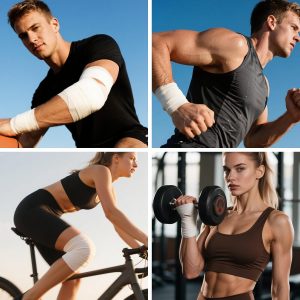 NUITPY 8 Pack Athletic Tape, White Sports Tape, Easy Tear Wrist Tape, Strong Adhesion Tapes for Boxing, Gymnastics, Hockey, Soccer, Lacrosse and First Aid(1.5in x 184ft Total)