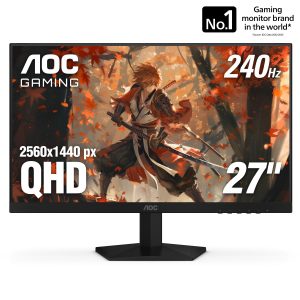AOC Gaming Q27G41ZE - Monitor de juegos de 27 pulgadas QHD IPS 2560x1440, 240Hz 0.3ms MPRT, sin marco en 3 lados, 1x HDMI 2.0, 1x Display Port, compatible con G-Sync, HDR, 3 años sin punto brillante