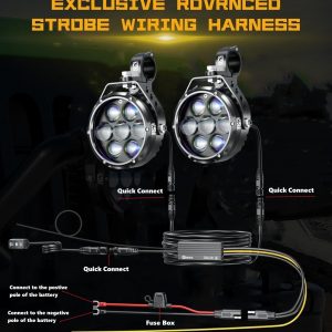 Kewig - Faro antiniebla auxiliar LED de 11.4 cm para motocicleta, kit de luz de conducción de 90 W, ámbar/blanco, con soportes de montaje, arnés de cables, resistente al agua, todoterreno, para