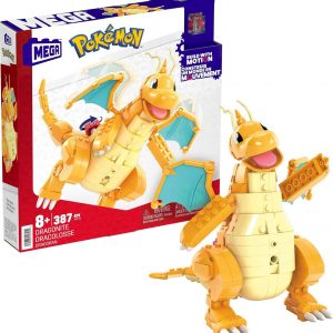 MEGA Figura de acción de Pokémon Juguetes de construcción para niños, Dragonite con 388 piezas y movimiento de aleteo de alas, Idea de regalo para niños a partir de 9 años
