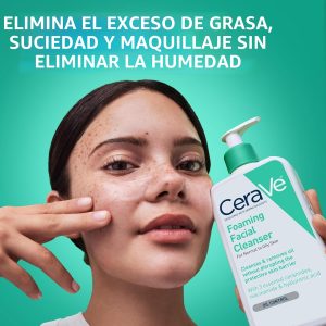 CeraVe Limpiador Facial Espumoso, Lavado Facial Diario para Piel Grasa, Ácido Hialurónico + Ceramidas + Niacinamida, Sin Fragancia y Sin Parabenos, Lavado Facial de Control de Grasa que No Reseca, 19