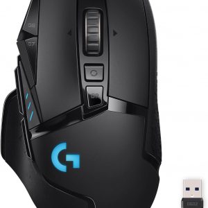 Ratón inalámbrico para juegos Logitech G502 Lightspeed con sensor Hero 25K, compatible con PowerPlay, pesos ajustables y Lightsync RGB - Negro