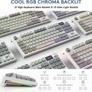 ATTACK SHARK Teclado mecánico RK86 RGB 75% con junta inalámbrica, triple modo Bluetooth5.0/2.4G/USB-C 82 teclas, teclado para juegos intercambiable en caliente, batería de 4000 mAh con perilla y pantalla OLED HD de 1.2 pulgadas, interruptores lineales