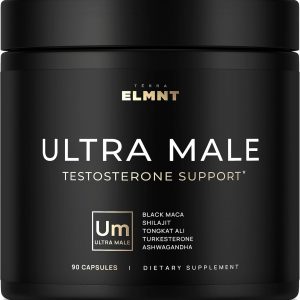 ULTRA MALE® Premium Testosterone Booster for Men w. 100:1 Shilajit, 40:1 Black Maca, Ashwagandha 25%, Tongkat Ali 10% - Clinical Strength Male Enhancing Testosterone Supplement for Men Health Libido+