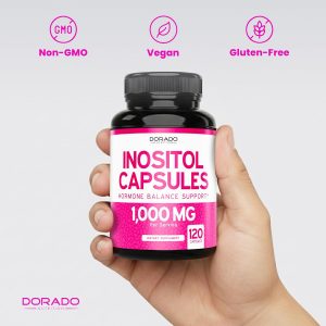 Inositol Capsules (Myo Inositol) (1000mg Per Serving 120 Capsules) Myo Inositol Supplement for Women Hormone Balance Support - Vegan Safe - Third Party Tested - Gluten Free & Made in USA (120 Count)
