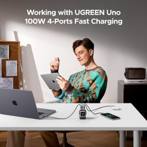 UGREEN Uno 100W USB C Charger, 4-Port GaN Fast Charger with LED Screen, Tech Gifts for Men Women, for MacBook Pro/Air/Neo 2026, iPad Pro, iPhone 17/16, Galaxy S26/S25, Pixel 10/9, Steam Deck, ROG Ally