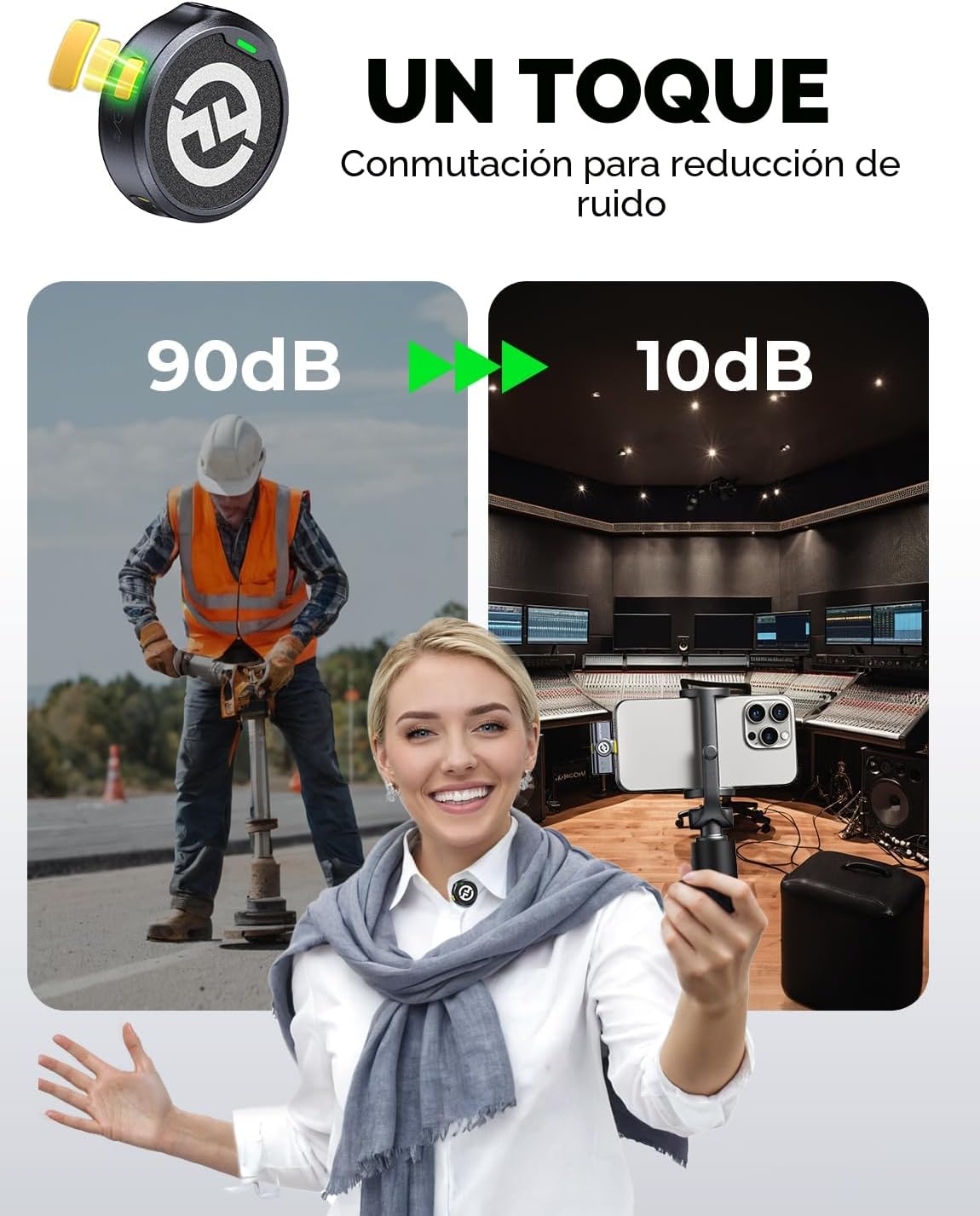 Micrófono inalámbrico Hollyland Lark M2 para iPhone/Cámara/Android/PC, Audio de alta fidelidad 48kHz/24-bit, Alcance de 300m, Cancelación de ruido, 40h de uso, YouTube, Vlog, Transmisión (2TX + 3RX +
