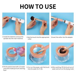 Senbowe Upgraded Makeup Brush Cleaner and Dryer Machine, Electric Cosmetic Automatic Brush Spinner with 8 Size Rubber Collars, Wash and Dry in Seconds, Deep Cosmetic Brush Spinner for Brushes