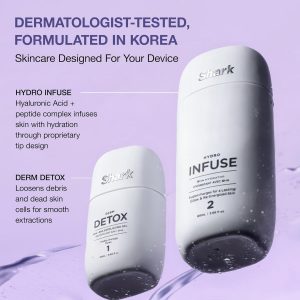 Shark FacialPro Glow en casa Sistema facial con tecnología hidráulica con terapia DePuffi caliente y frío - Dispositivo profesional de cuidado de la piel de spa para limpieza de poros, hidratación y