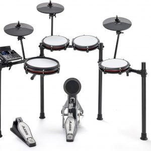 Alesis Nitro Max Kit - Juego de batería eléctrica con almohadillas de malla silenciosas, caja de doble zona de 10 pulgadas, Bluetooth, más de 440 sonidos auténticos, Drumeo, USB MIDI, pedal de patada