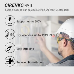 14/2 NM-B Cable 100 FT – UL Listed Residential Indoor Electrical Wire with Ground, Solid Bare Copper, 600V