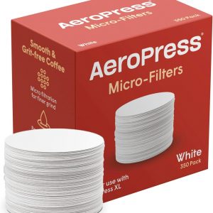 AeroPress Microfiltros de papel blanco para cafetera, filtros de café compostables hechos de papel blanco, sin cloro, se adapta a cafeteras manuales AeroPress de tamaño estándar, 350 unidades