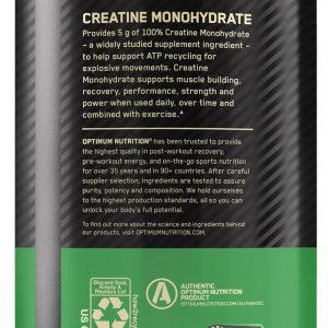 Optimum Nutrition Monohidrato de creatina micronizada en polvo, sin sabor, 120 porciones, 21.16 oz (el embalaje puede variar) (paquete de 2)