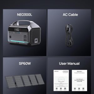 DARAN Portable Power Station with 60W Solar Panel Included, 288Wh (90,000mAh) LiFePO4 Battery, 350W (600W Peak), 7-Port Design, 2.1Hrs Fast Charing Solar Generators for Home, Outdoor Camping
