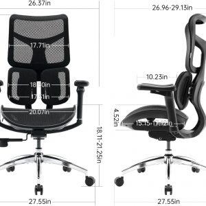 SIHOO Doro S100 Silla de oficina ergonómica - Soporte lumbar dinámico dual, apoyabrazos coordinados 4D, respaldo ajustable en 5 niveles, ángulo de reclinación máximo de 135 grados. Adecuada para