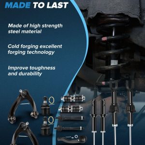 Struts Kit de suspensión de choque para Honda Civic 1996 1997 1998 1999 2000 Amortiguador delantero Amortiguador trasero Rótula articulación de rótula Brazo de control de extremo y articulación