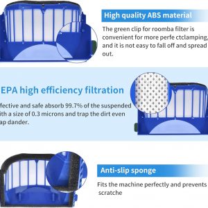 Kit de piezas de repuesto cepillo batidor flexible de cerdas y filtro Aero Vac y cepillo lateral compatible con iRobot Roomba 600 Series 595 610 614 618 620 630 640 650 660 680 685 690 692 694 695