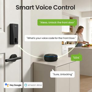 GHome Smart WiFi Deadbolt Locks for Front Door, 5-in-1 Fingerprint Keyless Entry Door Lock, Indoor Smart Lock for Home Hotel with 10000mAh Battery,Work with Alexa & Hey Google, App Control, Auto Lock