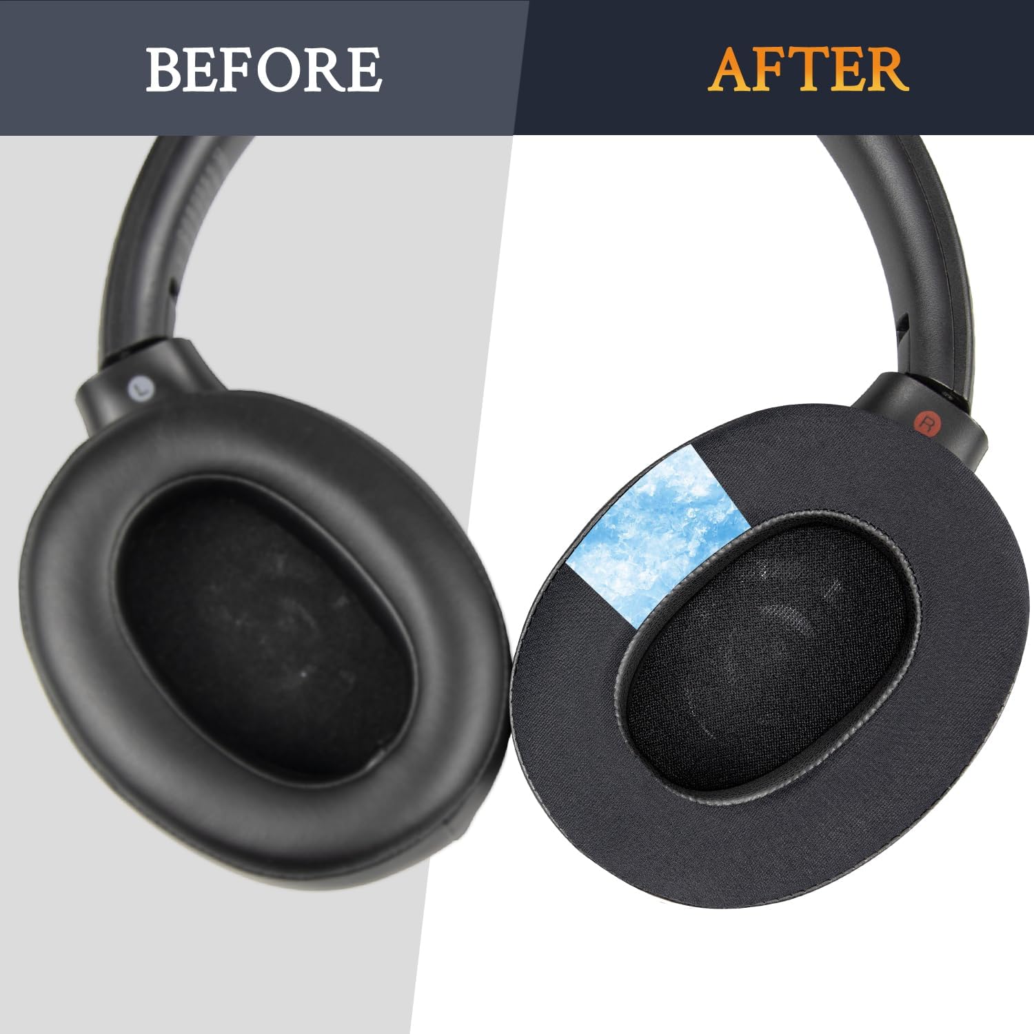 SOULWIT Cooling Gel Replacement Earpads for Sony WH-XB900N/WH-CH710N/WH-CH720N/WH-RF400/MDR-RF895RK Headphones, Ear Pads Cushions with High Density Foam - Black