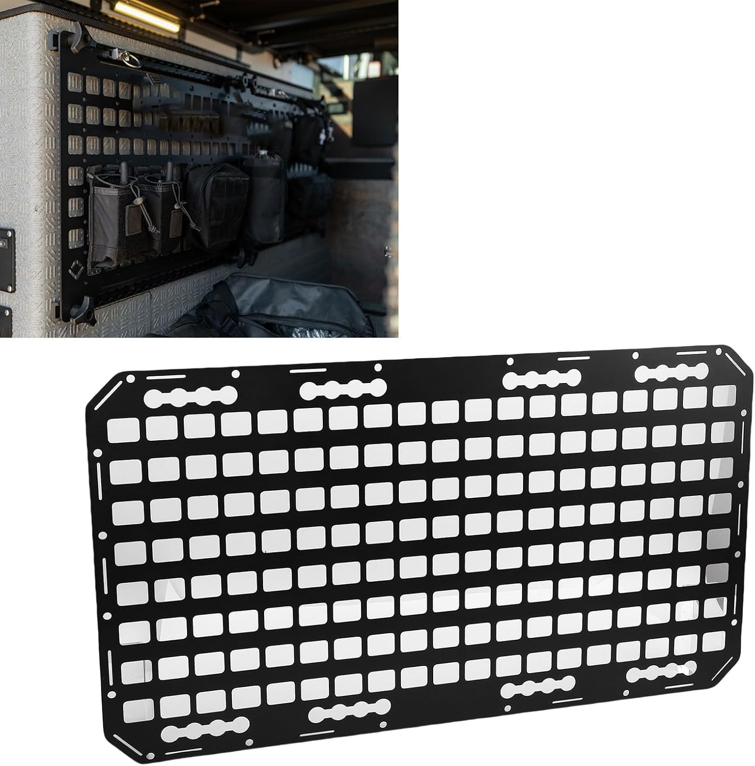 Fabater Truck Bed MOLLE Panel, 17x30x0.08in Side Bed Molle Panel Rack, Truck Bed Organizer for Trailers Cars SUVs Pickup RVs