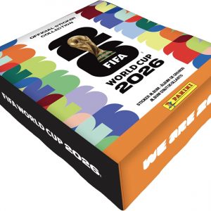 Colección de calcomanías de la Copa Mundial de la FIFA 2026, paquete exclusivo de coleccionistas de Amazon, álbum de tapa dura + lata con 50 paquetes de calcomanías