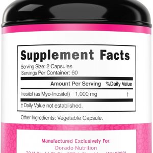 Inositol Capsules (Myo Inositol) (1000mg Per Serving 120 Capsules) Myo Inositol Supplement for Women Hormone Balance Support - Vegan Safe - Third Party Tested - Gluten Free & Made in USA (120 Count)