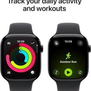 Apple Watch Series 11 [GPS 46mm] Smartwatch with Jet Black Aluminum Case with Black Sport Band - M/L. Sleep Score, Fitness Tracker, Health Monitoring, Always-On Display, Water Resistant