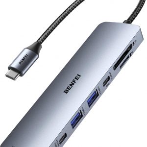 BENFEI 7-in-1 USB C Hub with HDMI(4K@60Hz), 2 USB-A, 1 USB-C Data, 100W Charge, SD/TF Card Reader, Silicone Tangle-Free Cable Compatible with MacBook Pro/Air, iPad Pro, iMac, iPhone 15 Pro/Pro Max