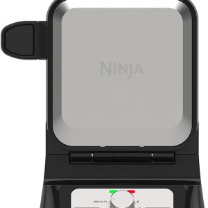 Ninja Belgian Waffle Maker Pro | Vertical Design | 5 Shade Settings with Precision-Pour Cup & Chef-curated Recipe Guide | Black & Silver | BW1001