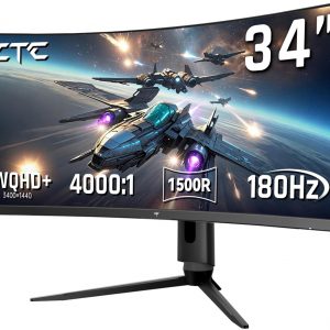 KTC 34 Inch Ultrawide Monitor, 180Hz WQHD 3440X1440 Curved Gaming Monitor, 1500R PC Monitor, HDR, FreeSync & G-Sync, HDMI, DisplayPort, VESA, Tilt Swivel Height Pivot Adjustment, H34S18S