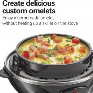 Hamilton Beach 3-in-1 Electric Egg Cooker for Hard Boiled Eggs, Poacher, Omelet Maker & Vegetable Steamer, Holds 14, Black (25508)