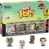 Funko Bitty Pop! Jurassic Park: Mr. DNA, Dilophosaurus Fossil, Dennis Nedry y Dilophosaurus, con una figura 1 en 6 de oportunidad para una sorpresa – 0.9 pulgadas (0.9 in) coleccionable – Idea de regalo – Decoración para pastel