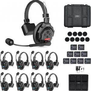 SYNCO XTalk X9 Full Duplex AEC Wireless Intercom Headset System Support 2.4GHz 9 Personas Equipo Comunicación, 350M/1148FT Monitoreo en tiempo real, 24 horas de duración de la batería