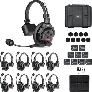 SYNCO XTalk X9 Full Duplex AEC Wireless Intercom Headset System Support 2.4GHz 9 Personas Equipo Comunicación, 350M/1148FT Monitoreo en tiempo real, 24 horas de duración de la batería