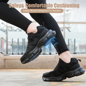 Hogent - Zapatos de puntera de acero para mujer y hombre, anchos, antideslizantes, de trabajo, tenis de punta compuesta, indestructibles, cómodos, de seguridad, tenis para tenis, ligeros