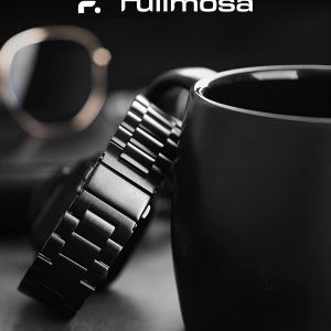 Fullmosa Band Compatible with Apple Watch 44mm 45mm 42mm, Stainless Steel iWatch Band for Apple Watch Se 2 Series 9/8/7/6/5/4/3/2/1(Black, 42mm/44mm/45mm)