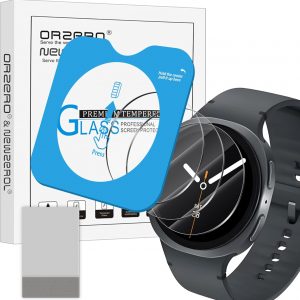 Orzero Protector de pantalla de vidrio templado compatible con Samsung Galaxy Watch 8 de 1.732 pulgadas, protector de pantalla con herramienta de alineación automática, 9 dureza, HD, antiarañazos, sin