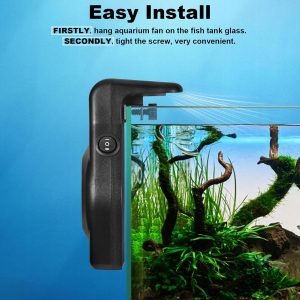 DaToo Mini Aquarium Chiller Small Fish Tank Fan Aquarium Cooling Fan 2-Level Speed Adjustable Aquarium Fan Quiet Aquarium Cooler with Wide Angle Wind Suitable for (1-6Gal) Fish Tank