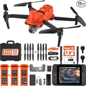 Autel Robotics EVO II PRO RTK V3, Real-time Centimeter-Level Positioning, Remote ID, S-ony 1'' 6K/30fps HDR Camera, GNSS Base Station & PPK Support, 38 Minutes, 15KM Transmission, for Mapping/Photogrammetry/Urban Planning/Searching