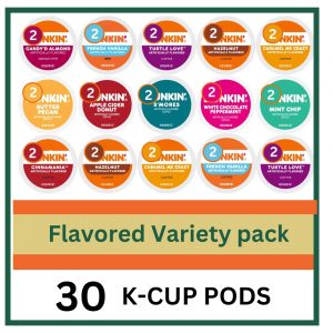 30 Count - Flavored Variety Pack Coffee Pods K Cup Sampler – Hazelnut, Cinnamon , Pecan, Caramel, Vanilla & Toffeenut. Turtle Love, Candy'd Almond, Caramel Me Crazy, S’mores, French Vanilla & Hazelnut for Keurig Brewers