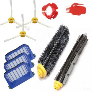 Kit de piezas de repuesto cepillo batidor flexible de cerdas y filtro Aero Vac y cepillo lateral compatible con iRobot Roomba 600 Series 595 610 614 618 620 630 640 650 660 680 685 690 692 694 695