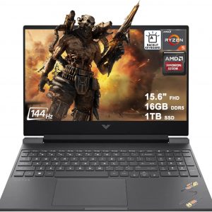 HP Victus 15 Gaming Laptop 15.6" FHD IPS 144Hz (AMD FreeSync Premium) AMD 6-core Ryzen 5 7535HS 16GB DDR5 1TB SSD Radeon RX 6550M (>RTX3050) Backlit USB-C Fast Charging Win11 ICP Printer Cable