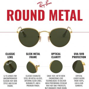 Ray-Ban Unisex Rb3447 Round Metal Round Sunglasses