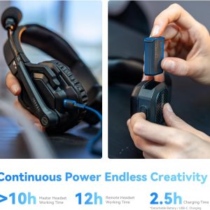 Hollyland Solidcom SE Full Duplex 5-Users ENC Noise Cancellation Wireless Intercom Headset System 1100ft Team Communication with PTT Mute Single Ear Headset for TV Film Production (2.4GHz Version)