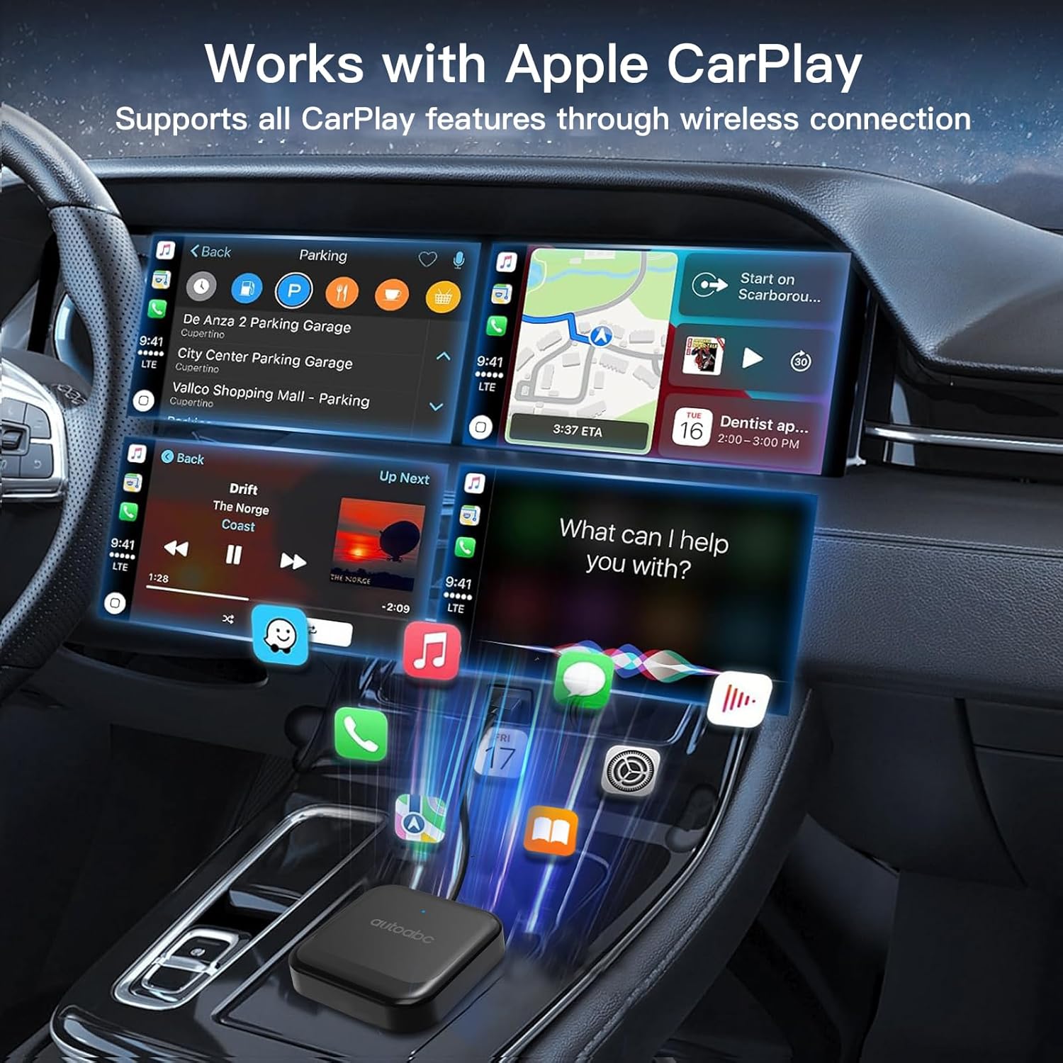CarbitLink inalámbrico USB Dongle con CarPlay/Android Auto Plug and ...