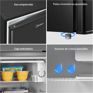 Midea WHS-65LB1 - Refrigerador compacto de una sola puerta reversible, 1.6 pies cúbicos (0.045 metros cúbicos), negro